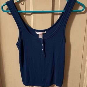 Victoria's Secret Blue Ribbed Cropped Tank Top size medium